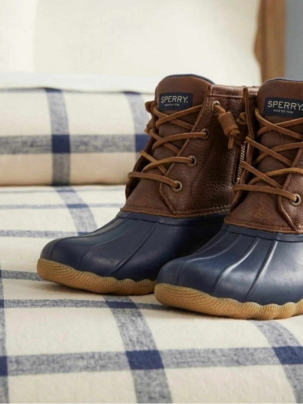 Sperry Kids Navy Blue and Brown Duck Boots